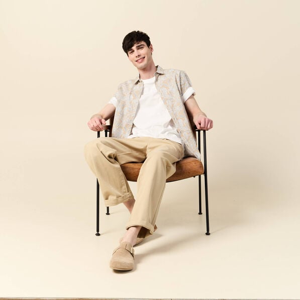pantalon chino a pinces sable homme Pantalon chino à pinces sable homme