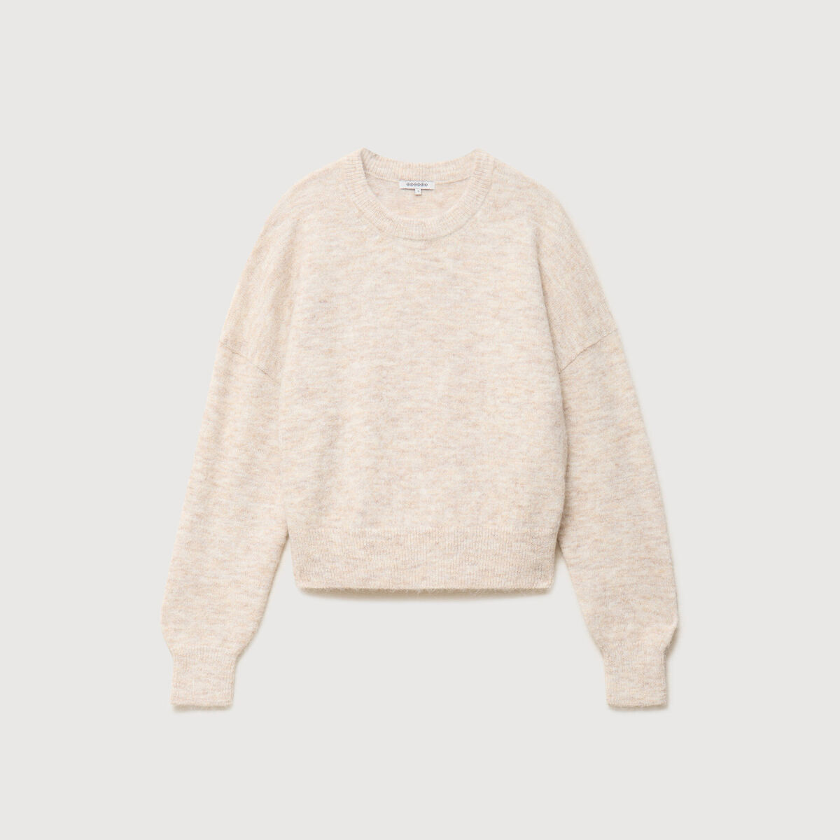 Pull droit manches longues col rond creme femme