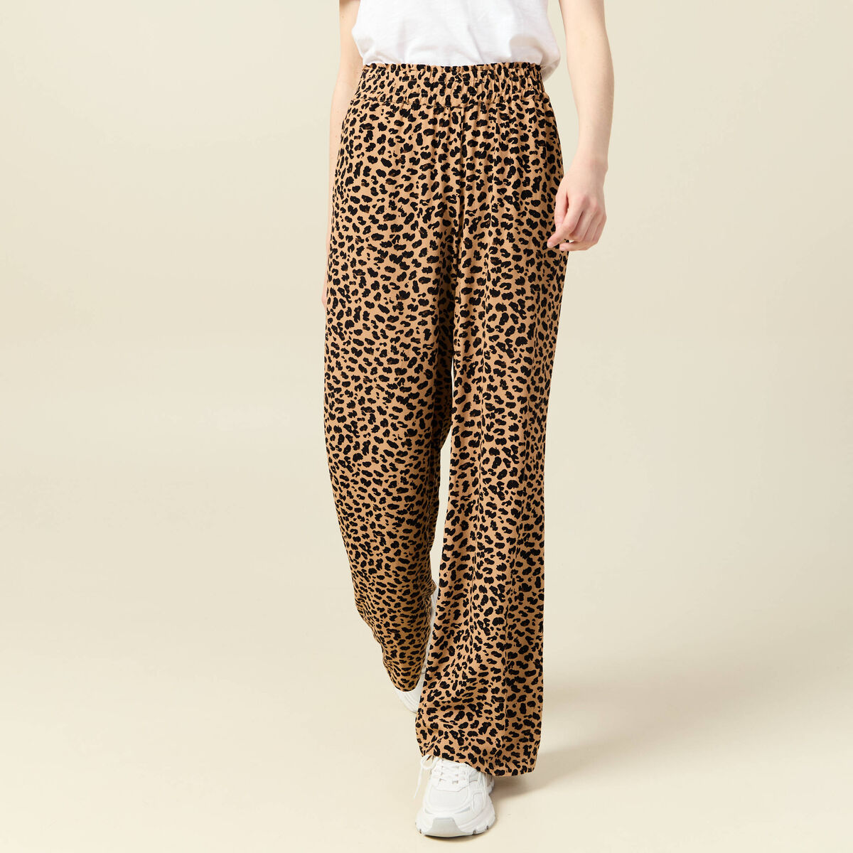 Pantalon large fuide camel femme
