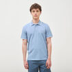 Polo cintr&eacute; en coton manches courtes bleu gris homme