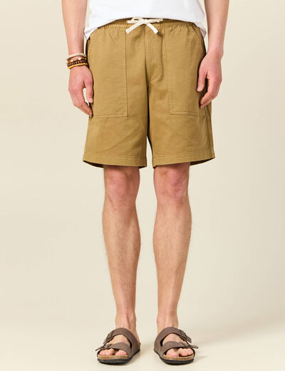 Bermuda droit à coulisse camel homme