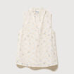 Chemise droite sans manches col montant bleu femme