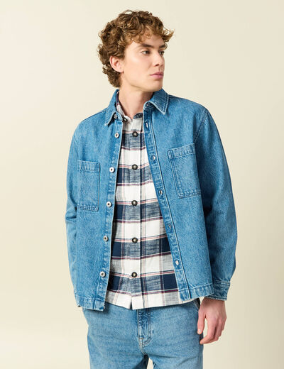 Surchemise en jeans coton coupe droite denim double stone homme