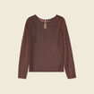T-shirt manches longues marron cognac femme