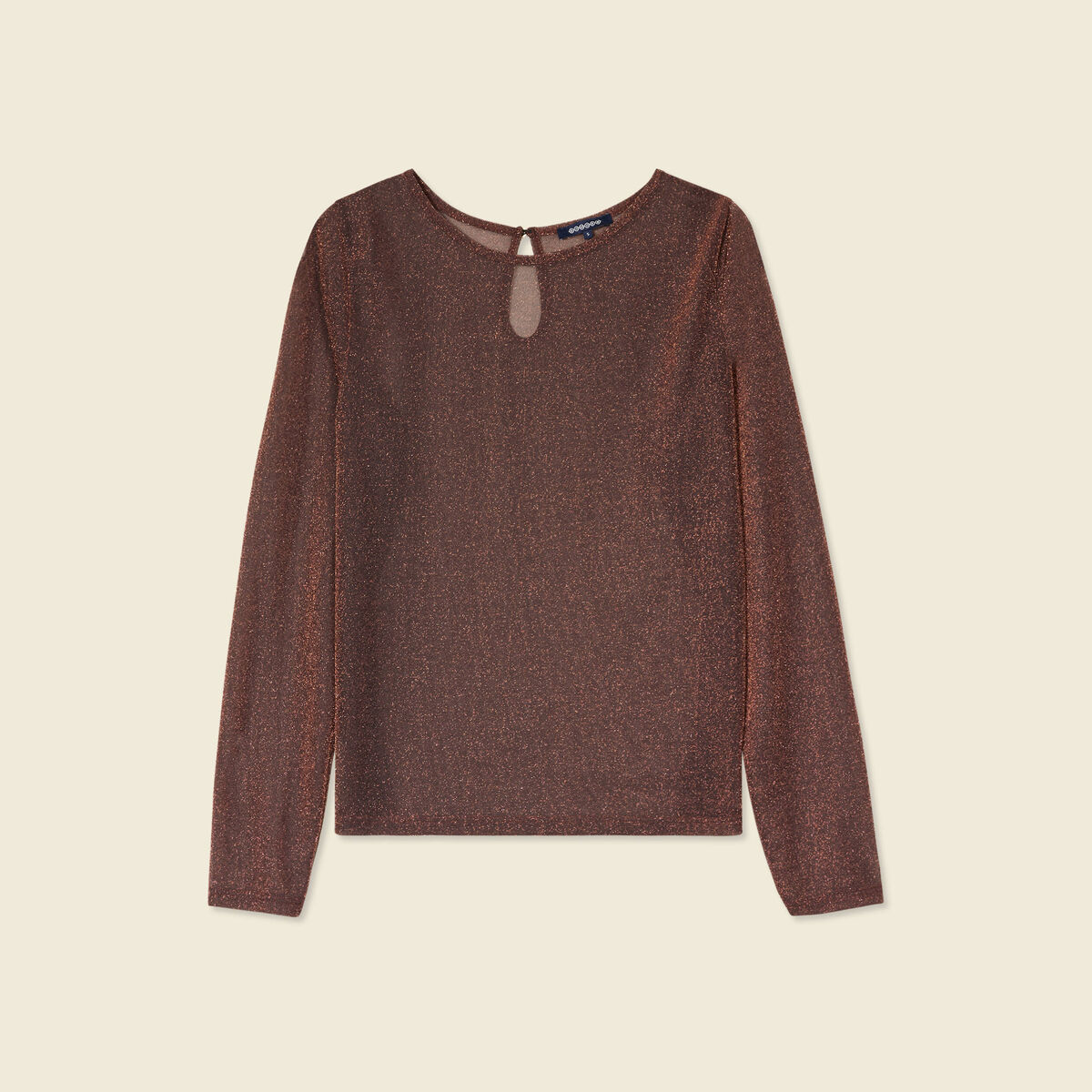 T-shirt manches longues marron cognac femme