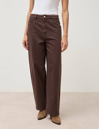 Jeans ample taille standard marron femme