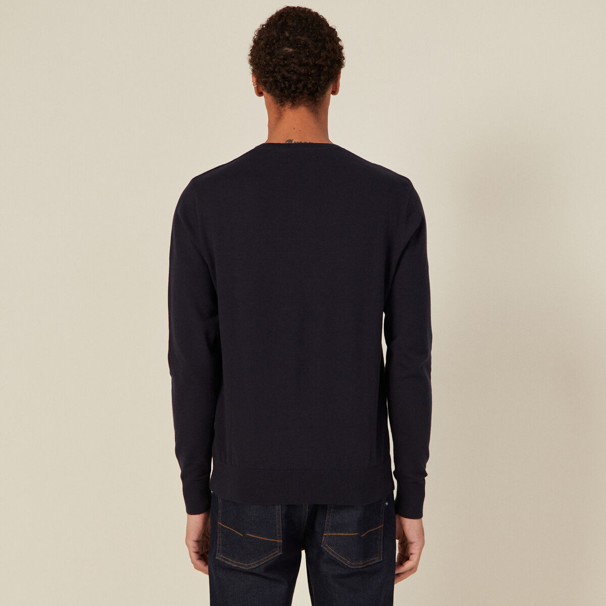 Pull manches longues bleu foncé homme