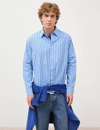Chemise boyfriend en coton bleu ciel homme