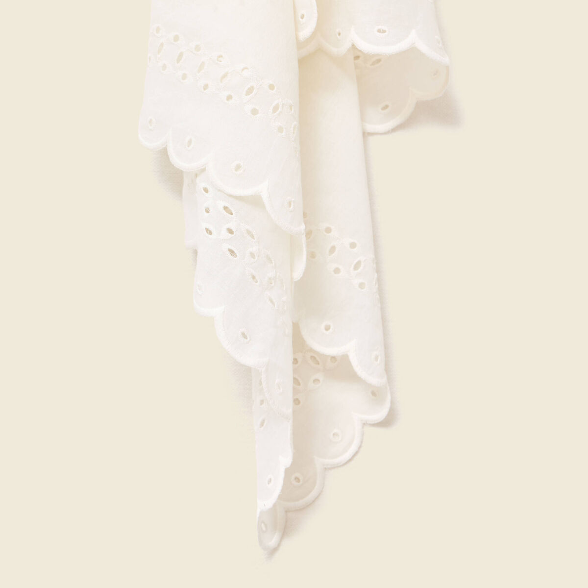 Foulard en coton avec broderie ecru femme