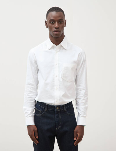 Chemise manches longues col am&eacute;ricain blanc homme