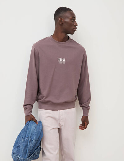 Sweat col rond manches longues mauve homme