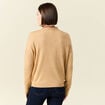Pull fin col V manches longues marron clair femme