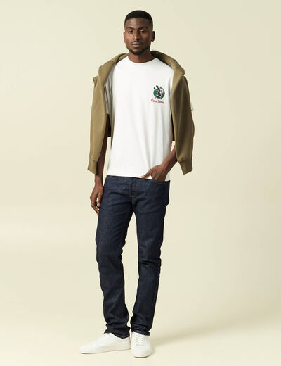 T-shirt manches courtes en coton no&euml;l ecru homme