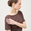 T-shirt ajust&eacute; manches courtes marron femme