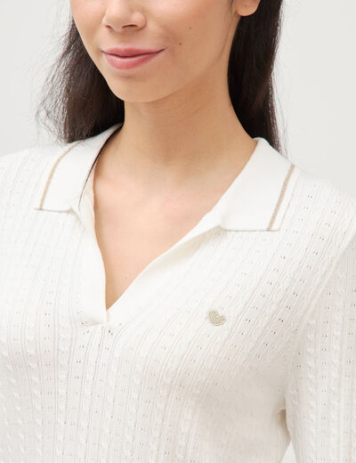 Pull droit manches longues ecru femme