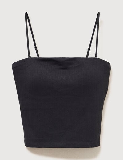 D&eacute;bardeur ajust&eacute; cropped d&eacute;collet&eacute; noir femme