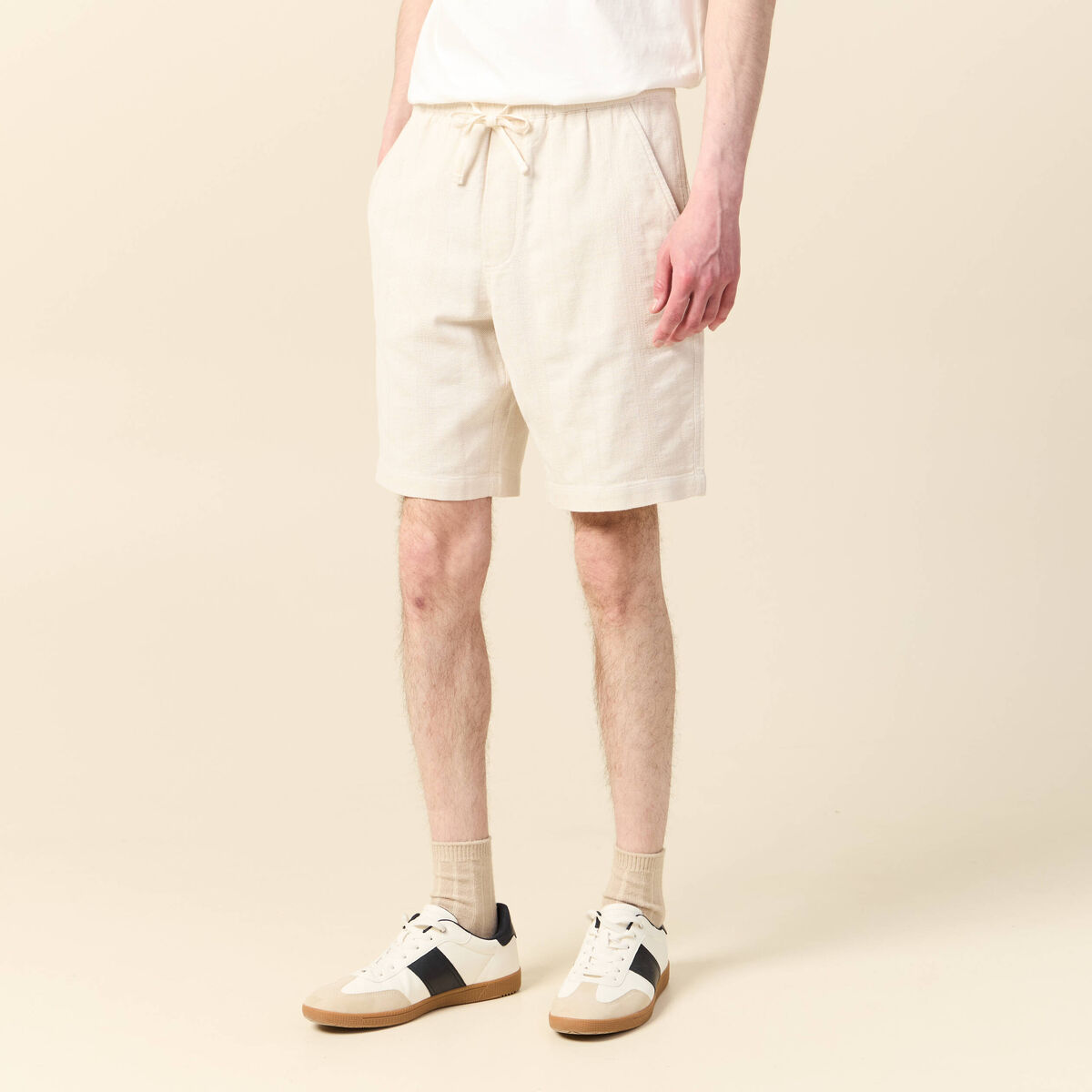 Bermuda droit à coulisse ecru homme