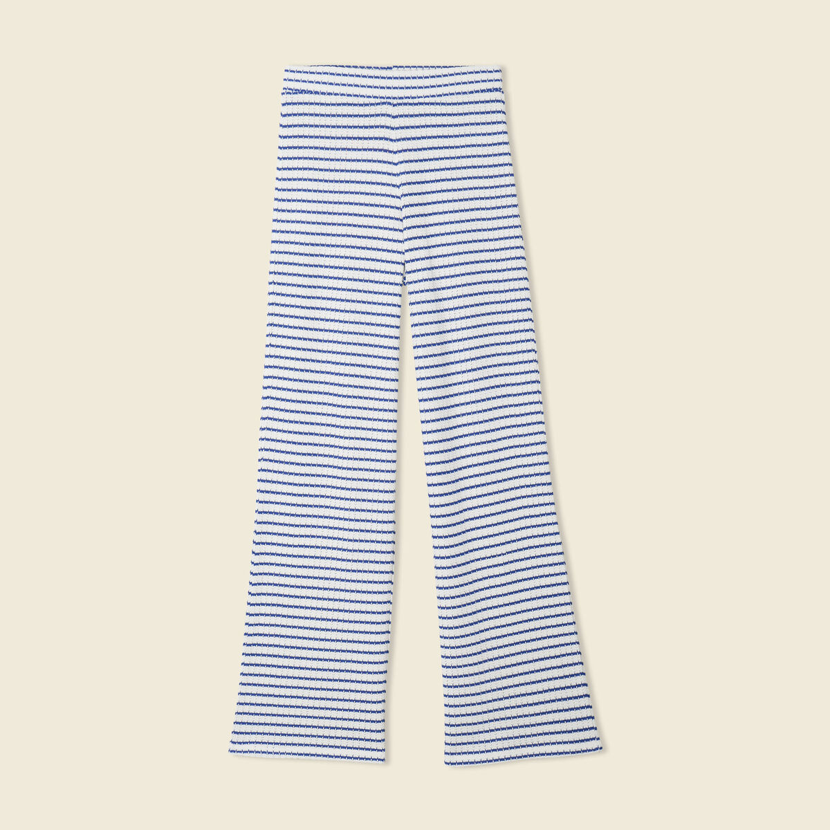 Pantalon large en maille ecru femme