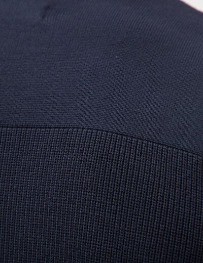 Pull manches longues col rond bleu marine homme