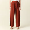 Pantalon large fluide noeud marron cognac femme