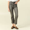 Jeans bootcut cropped taille haute denim gris femme