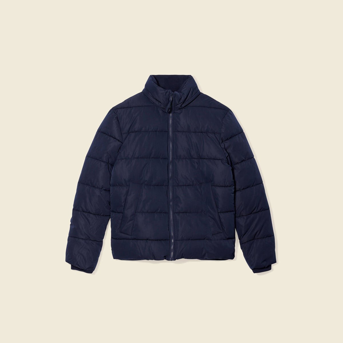 Doudoune droite zippée bleu marine homme
