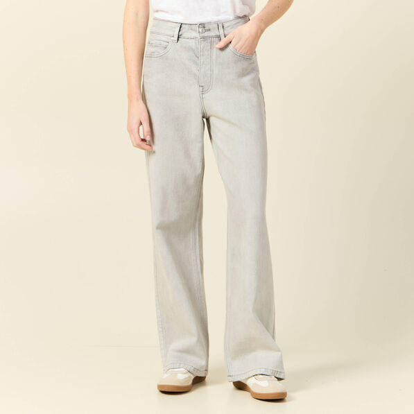 jeans large eco responsable denim gris clair femme Jeans large éco-responsable denim gris clair femme