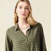Chemise manches longues fluide vert kaki femme