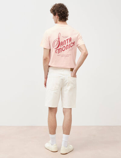 Bermuda en jean coton denim blanc homme