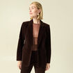 Veste blazer velours marron fonc&eacute; femme