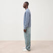 Sweat col rond manches longues en coton bleu gris homme