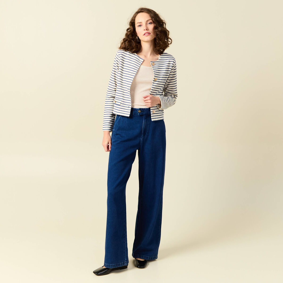 Débardeur femme uni col arrondi Instinct beige femme