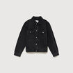 Veste droite en coton col classique denim noir homme