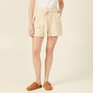 Short cargo fluide ceinturé creme femme