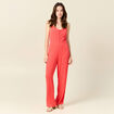 Combinaison pantalon bretelles rouge corail femme