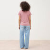 T-shirt cintr&eacute; col rond manches courtes vieux rose femme