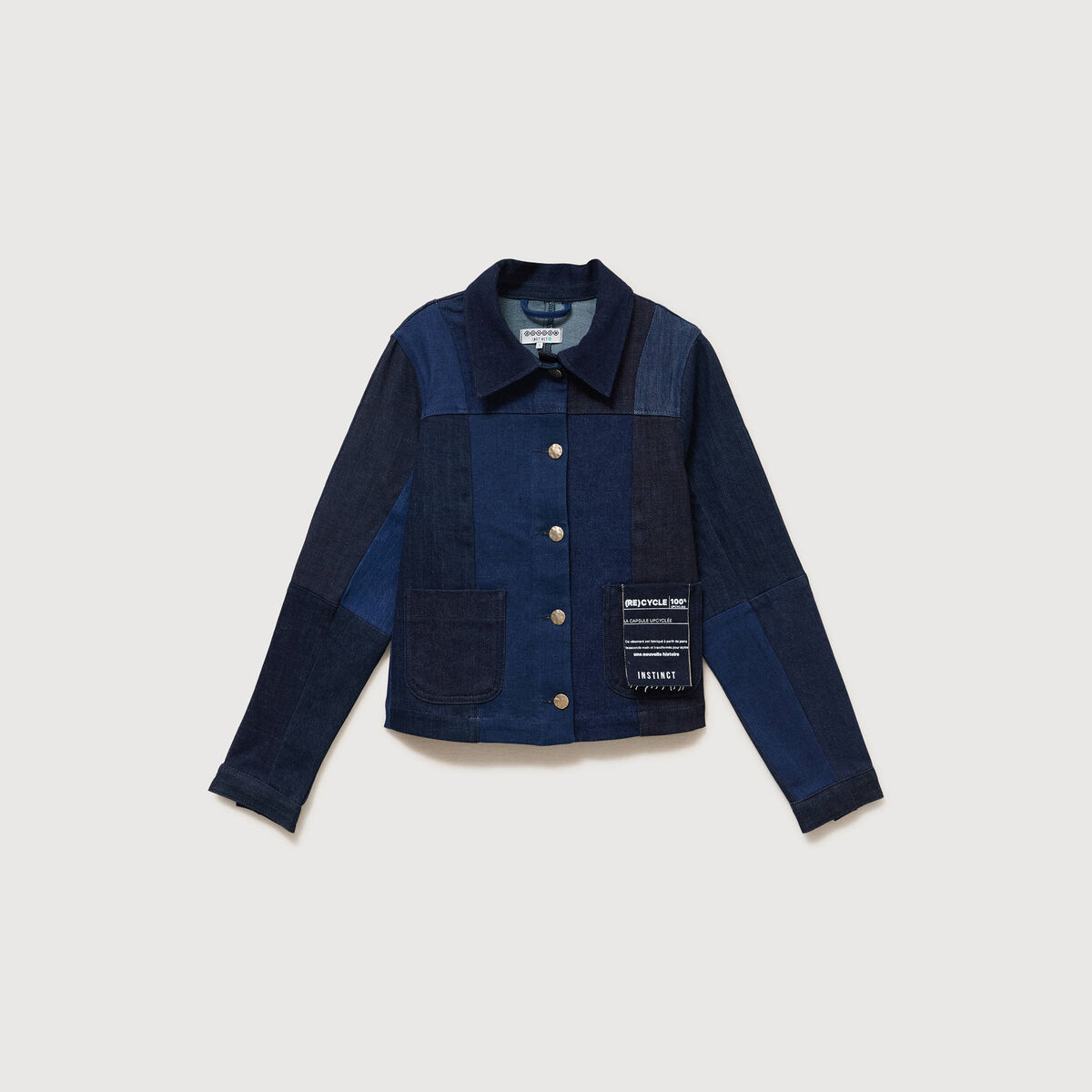 Veste droite en jeans manches longues denim stone femme