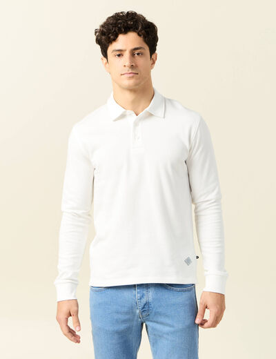 Polo manches longues ecru homme