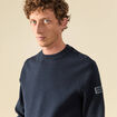 Pull fin manches longues col rond bleu marine homme