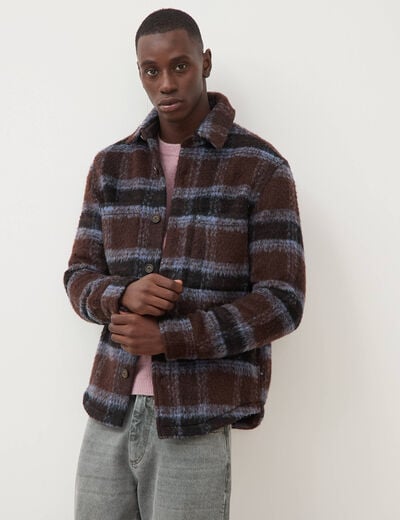 Surchemise oversize manches longues marron homme