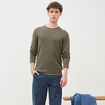 Pull col rond manches longues taupe homme