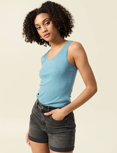Débardeur femme uni col arrondi Instinct bleu gris femme