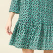 Robe courte &eacute;vas&eacute;e manches longues vert femme