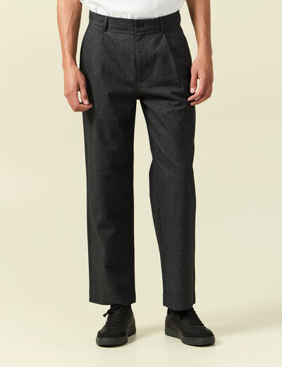 Pantalon chino large longueur 32 gris fonc&eacute; homme