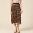 Jupe longue évasée plissée camel femme