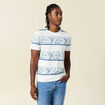 T-shirt ray&eacute; col rond manches courtes bleu homme