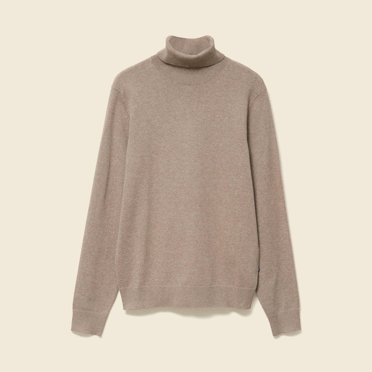 Pull droit court manches longues vert kaki homme