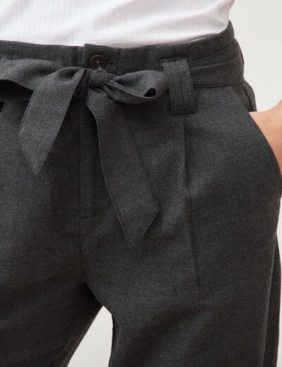 Pantalon paperbag gris femme