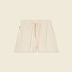 Short droit taille &eacute;lastiqu&eacute;e creme femme
