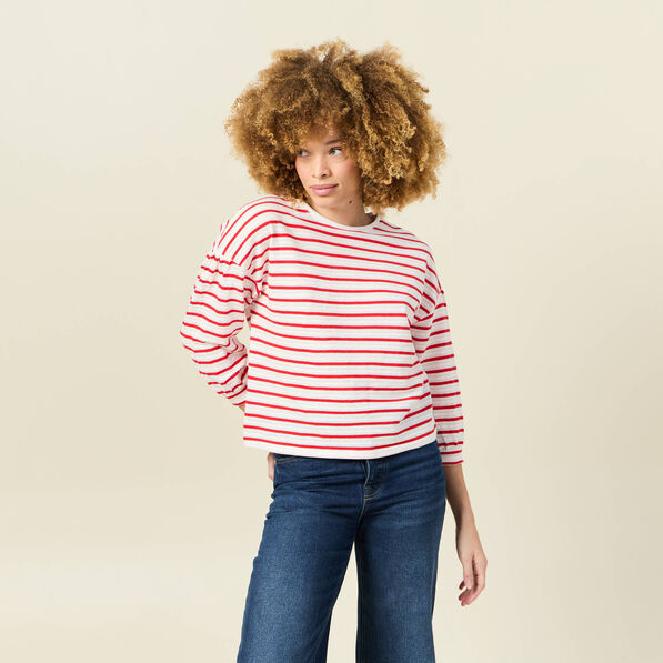 T-shirt manches 3/4 rouge femme